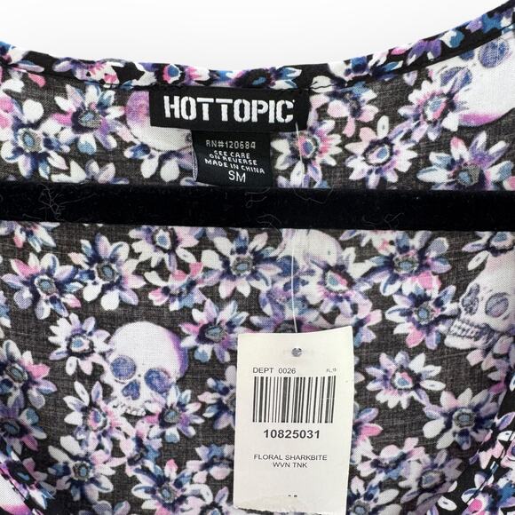 HOT TOPIC Ladies Purple Skull Flower Sleeveless Tank Top NWT | Sz S Punk Emo Alt - Picture 3 of 7